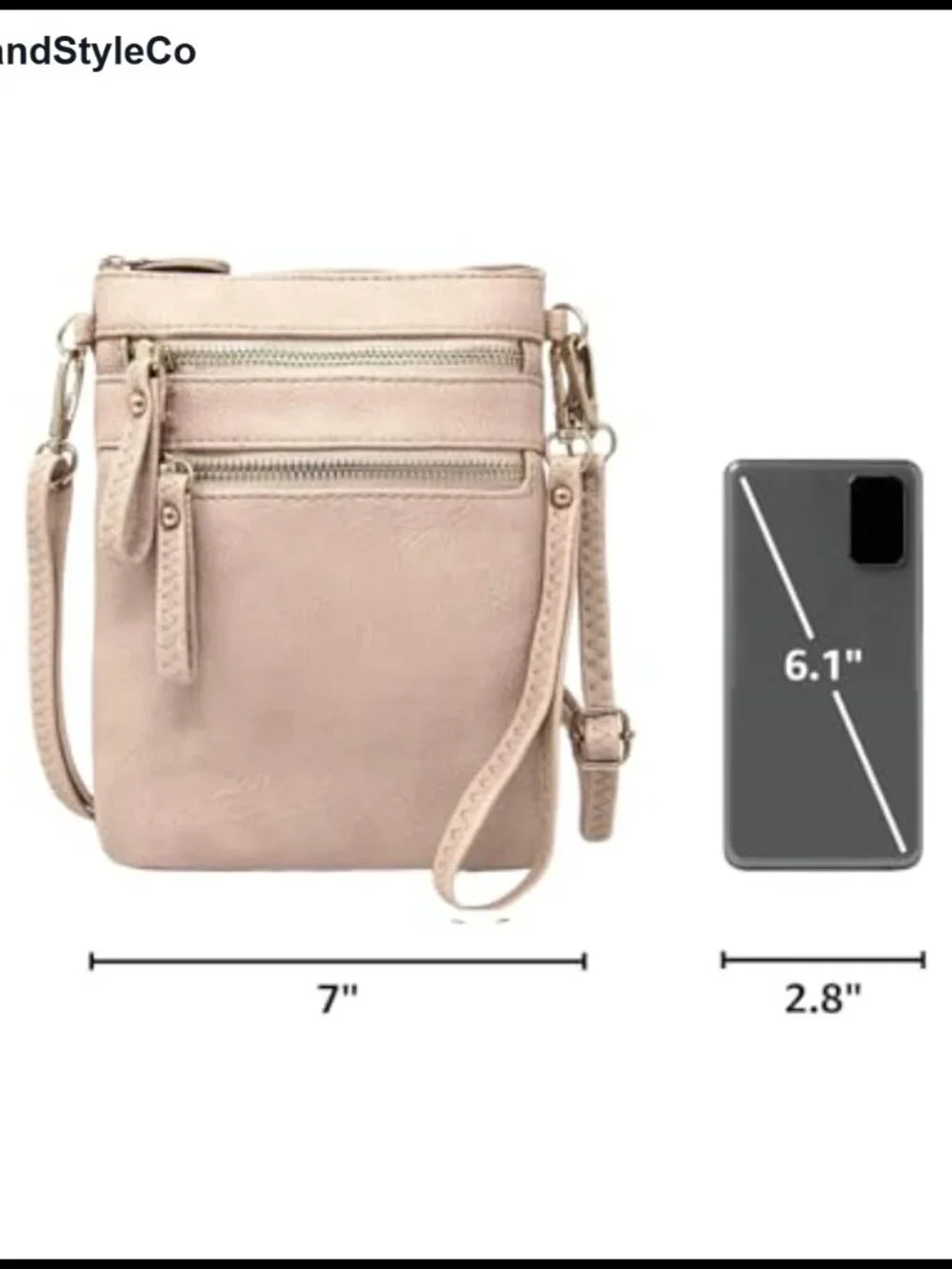 Multi Pocket Crossbody Bag with Detachable Wristlet Faux Leather Travel Purse